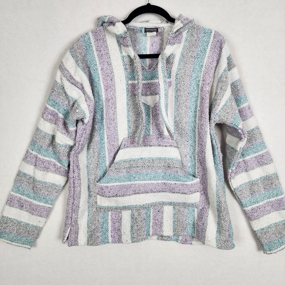 Earthbound Mexican Baja Hoodie Pullover Pancho Unisex Made In Mexico 34/36 Small